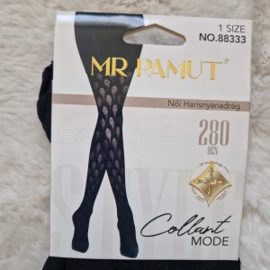MR PAMUT női harisnya 280 DEN – vastag, mintás, fekete | One Size