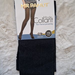 MR PAMUT női harisnya 280 DEN – csillogós fekete, vastag, elegáns | One Size