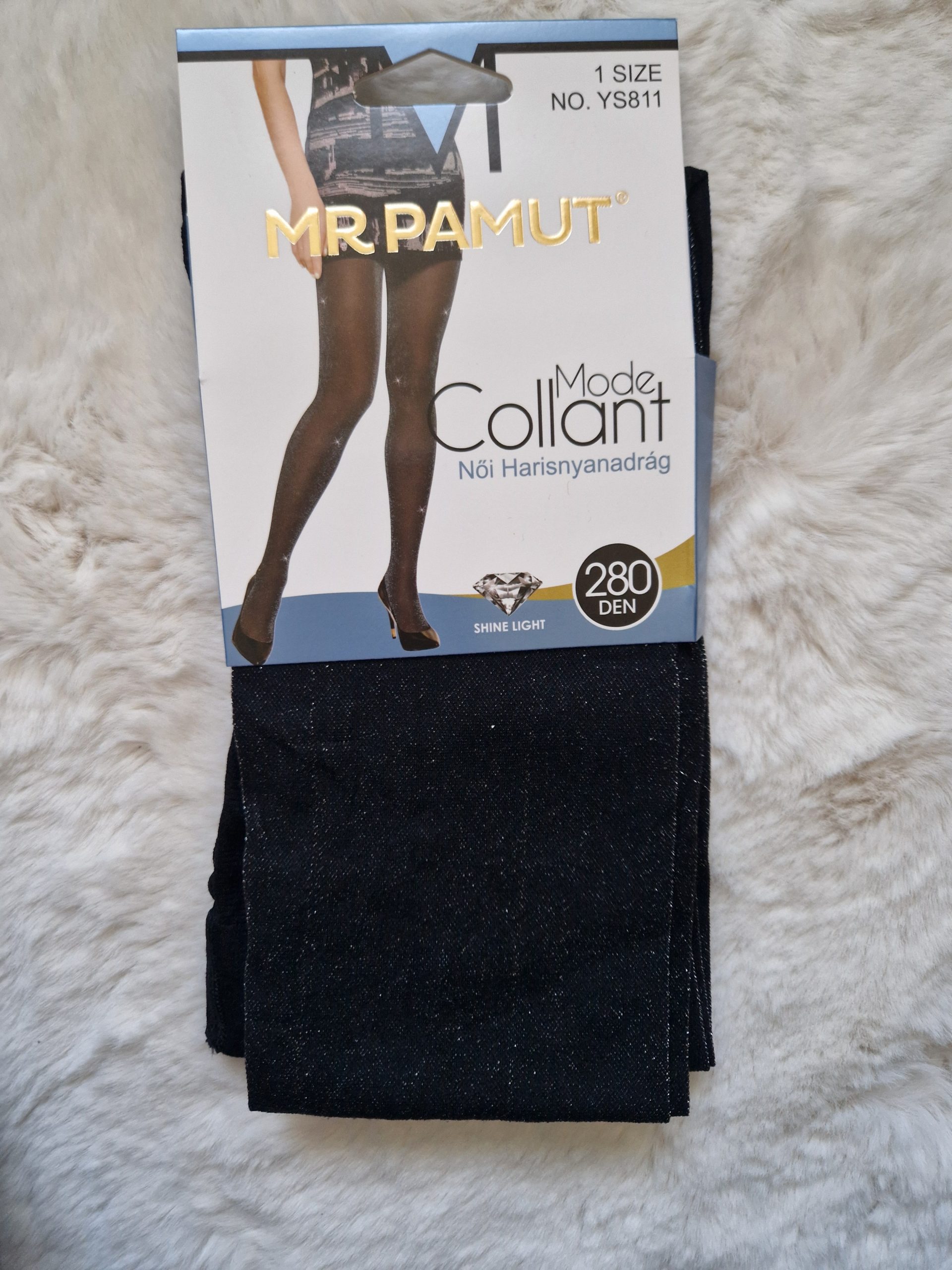 MR PAMUT női harisnya 280 DEN – csillogós fekete, vastag, elegáns | One Size