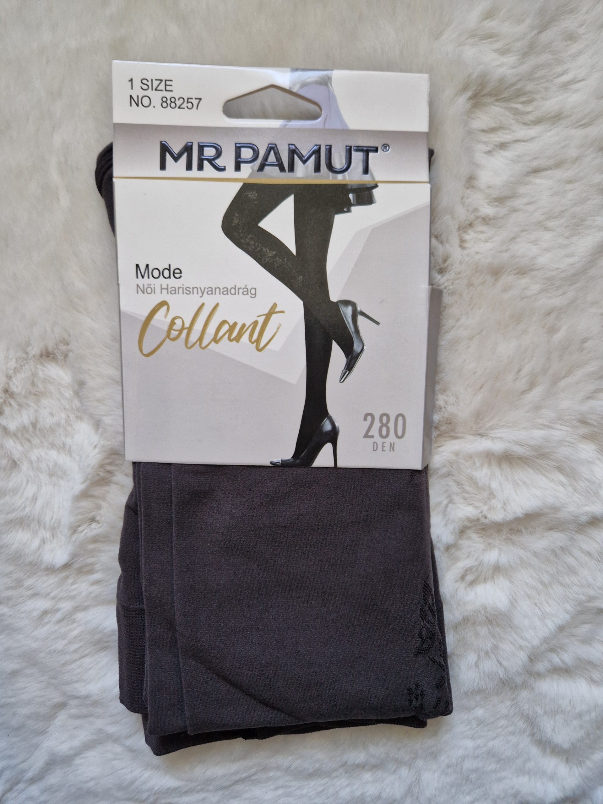 MR PAMUT női harisnya 280 DEN – vastag, mintás, szürke - One Size - Image 2
