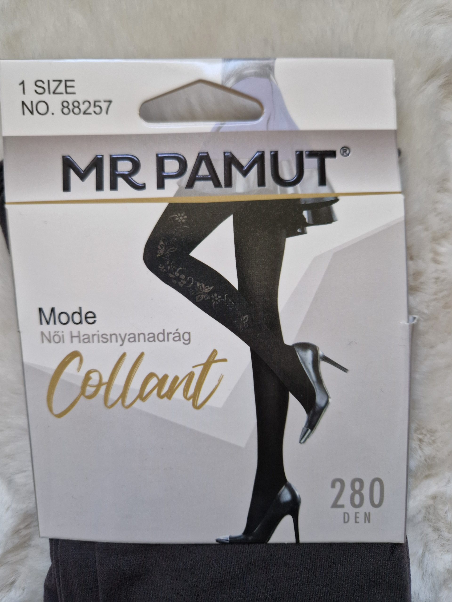 MR PAMUT női harisnya 280 DEN – vastag, mintás, szürke - One Size